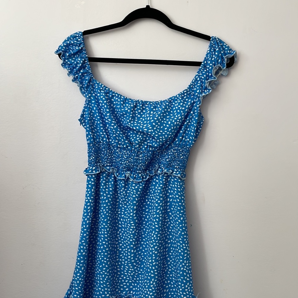 Blue Patterned Mini Dress - Picture 3 of 4